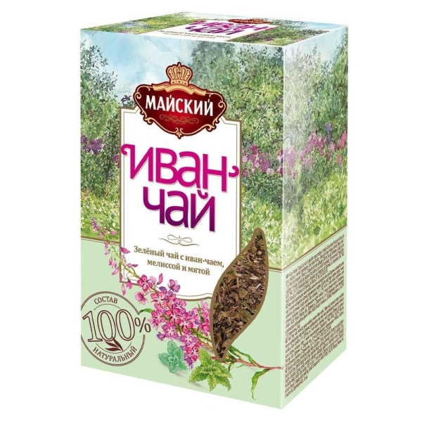 Май Иван-чай с зелен. чаем мелиссой и мятой,лист. 75г14 Чай